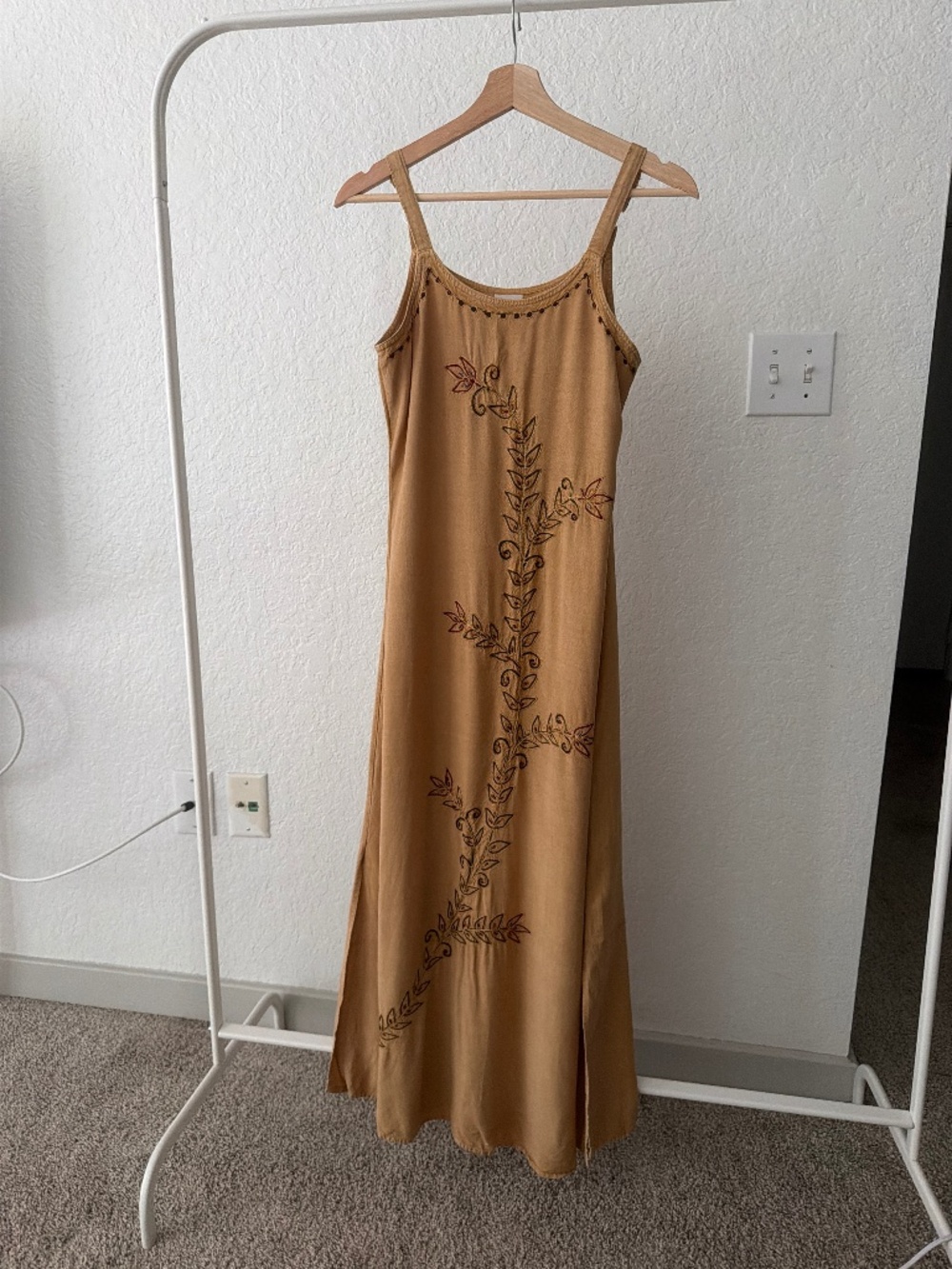 Made in India beaded tan midaxi dress